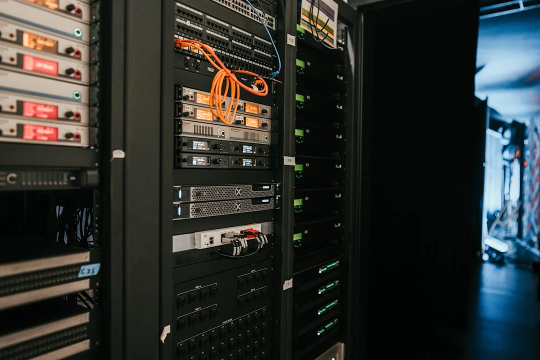 Server rack in een datacenter voor webhosting